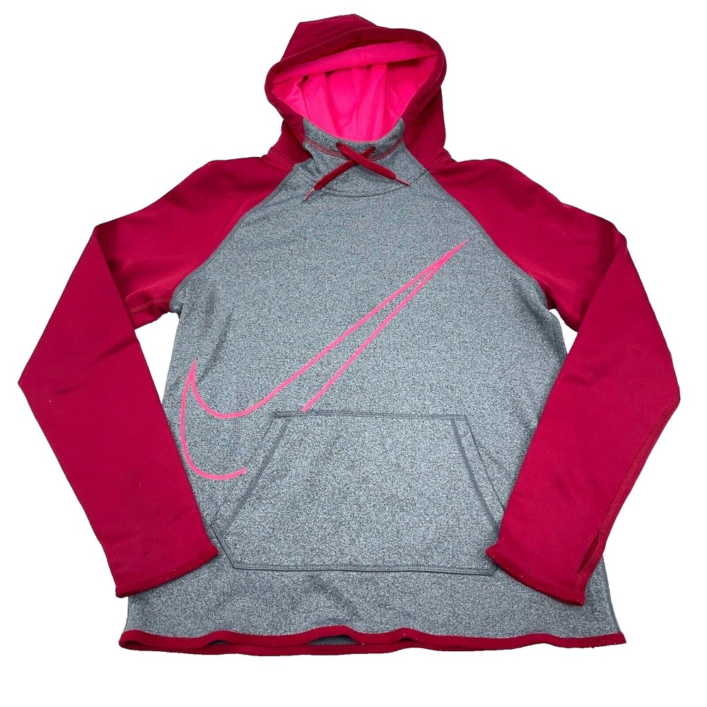 Nike‎ Hoodie Women Small Pink Gray Sweatshirt Sweater Performance Therma Fit A*